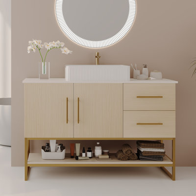 dans les meubles-lavabos (doit inclure le meuble-lavabo et le lavabo) avec rangement