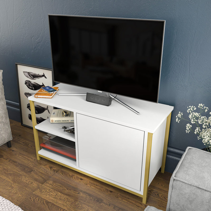 Meuble télé pour téléviseur de 40 po ou moins Muskegon, Or / blanc