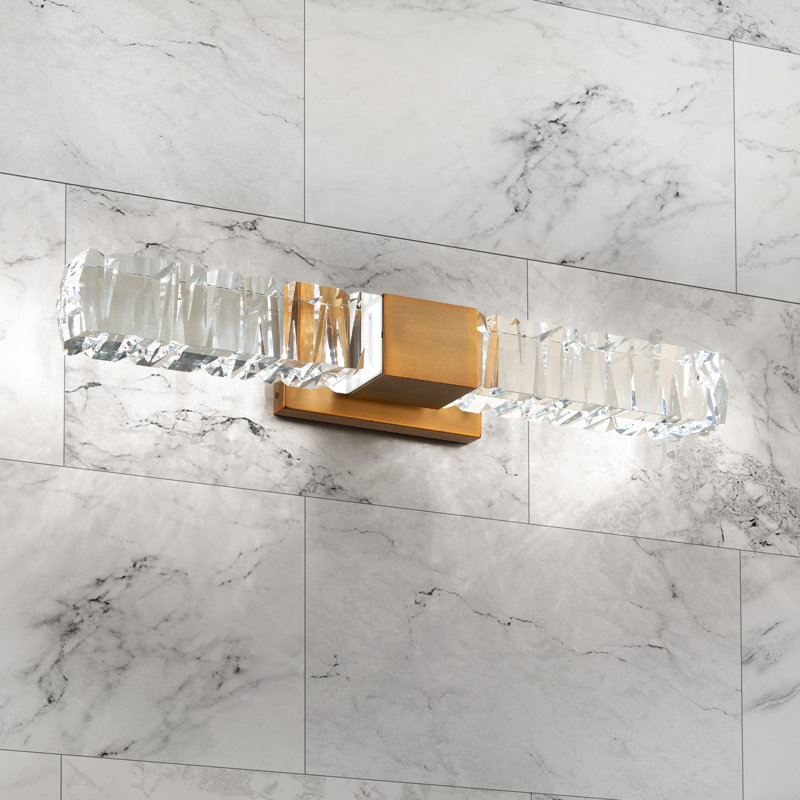 Aged Brass Juliet 2-Light LED Vanity Sconce with Crystal Accents