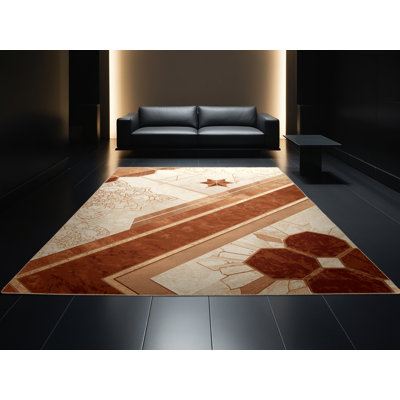 Tapis oriental beige lavable à la machine Darwin