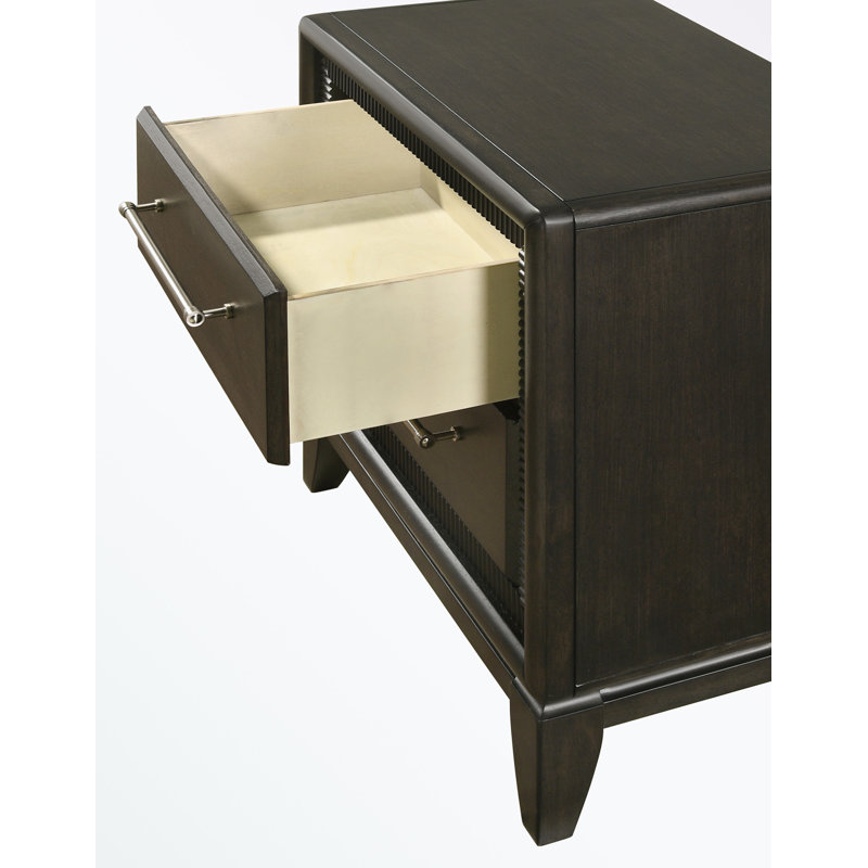 Table de chevet à deux tiroirs avec pieds robustes