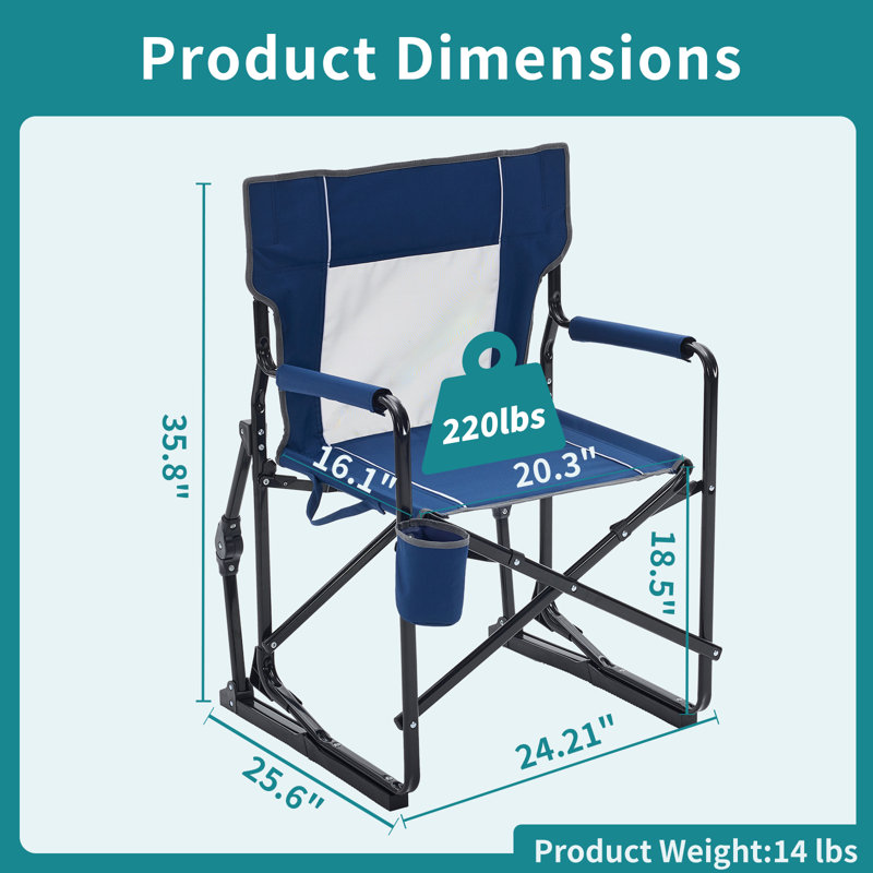Chaise berçante d'extérieur avec porte-boisson Freestyle, Bleu