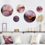 Or et marbre rose Essence I - ensemble d'art mural rond en marbre de 5