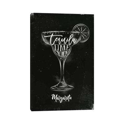 «Margarita Cocktail Black fond» par Pixy, art textuel sur toile tendue