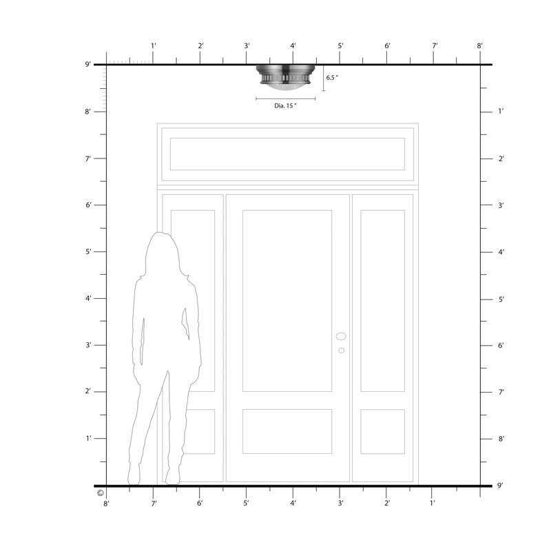 Berwick Glass Flush Mount, Polished Nickel, 6.5" H x 15" W x 15" D