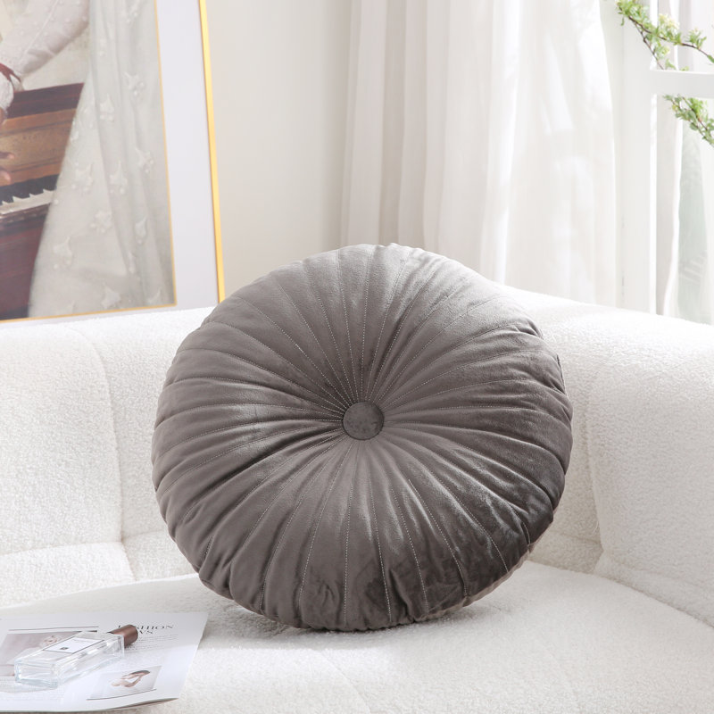 Coussin décoratif en velours 18 po Pumpkin Seat, gris