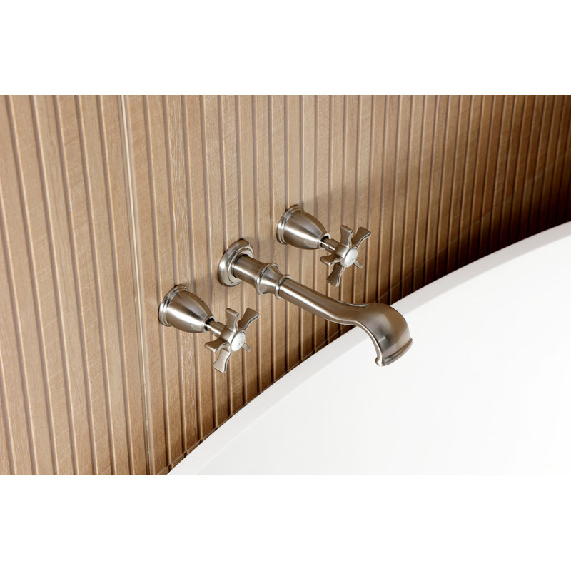 Kingston Brass Hamilton Two-Handle 3-Hole Wall Mount Roman Tub Faucet, Brushed Nickel
