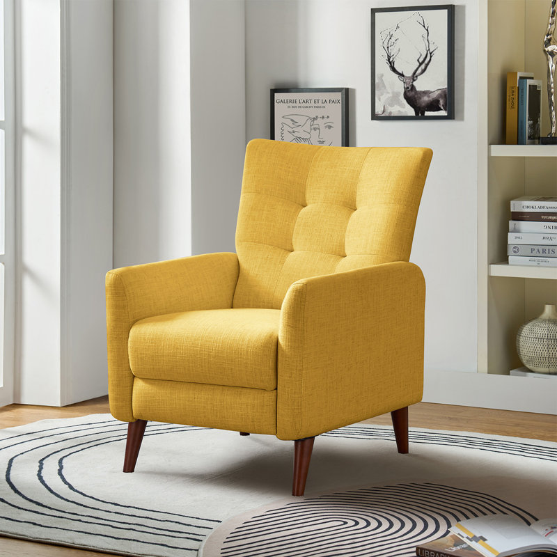 Amaurie Tacho Recliner with Tufted Back, Mustard Polyester