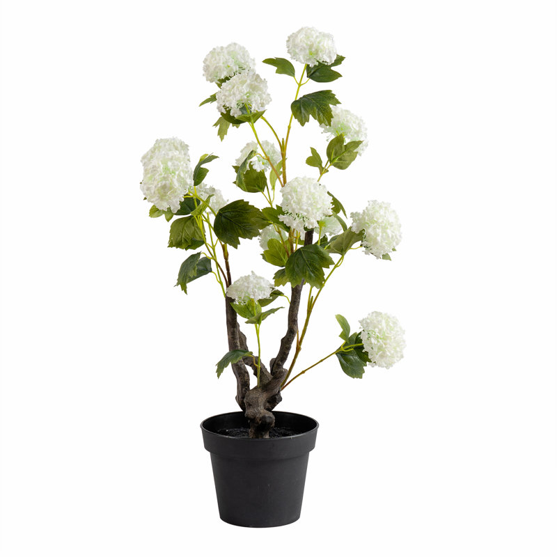 85cm Faux Cream Potted Hydrangea Plant