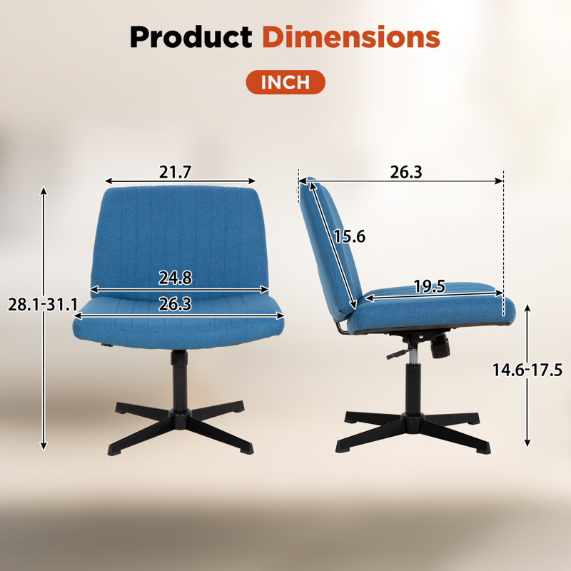 Chaise de bureau sans accoudoirs Criss, Bleu