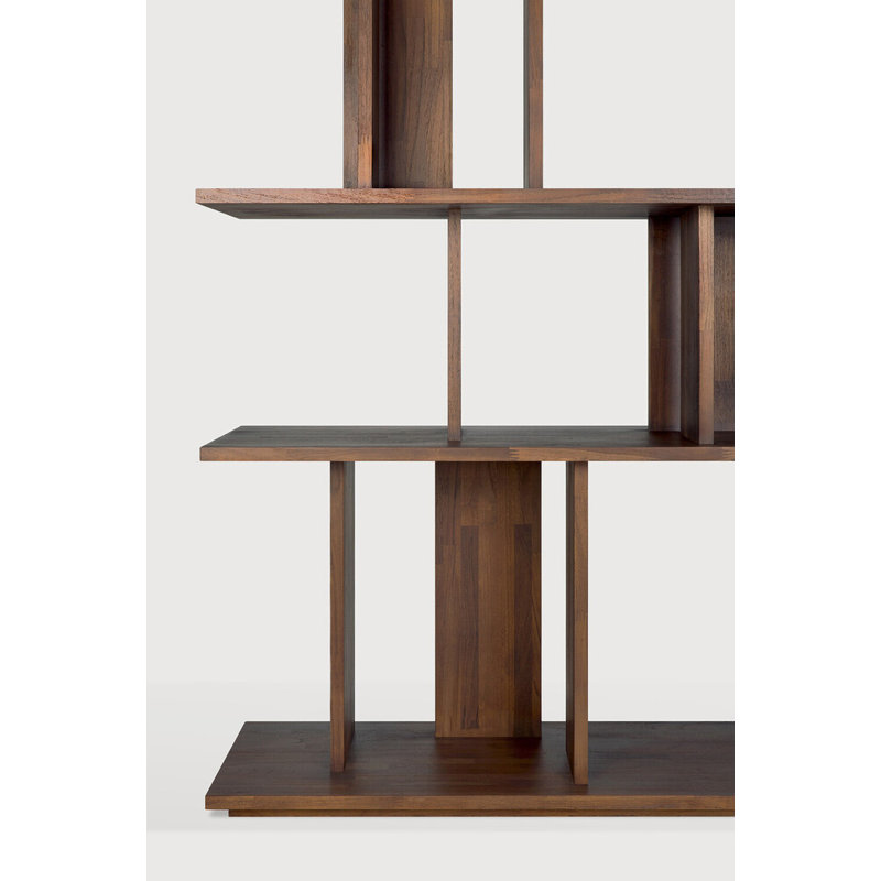 Irregular Solid Wood Geometric Bookcase, 45.5" H x 88" W x 14.5" D