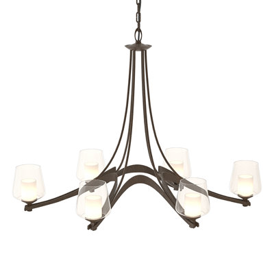 Lustre ovale classique / traditionnel à 6 lumières avec ruban ovale