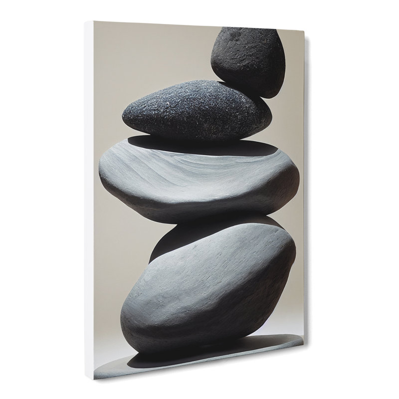 CAN-V0523-1795X Pebbles Zen Stones Stacked Vol.3 - Wrapped Canvas Print, 50cm H x 35cm W, Unframed