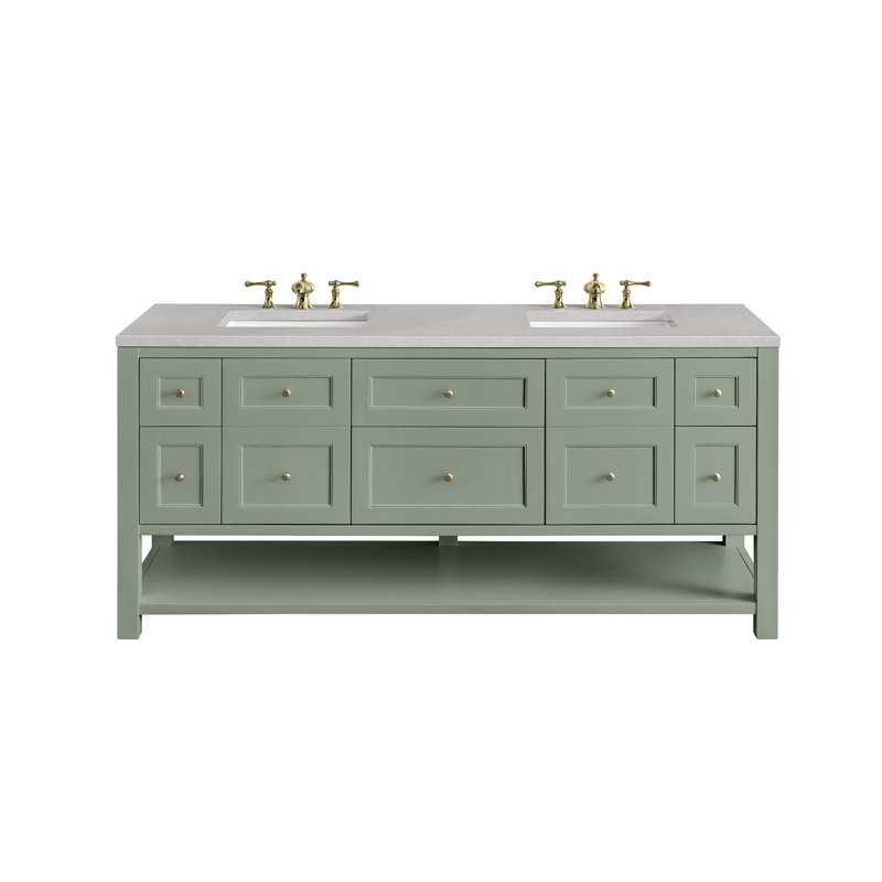Breckenridge 72'' W Double Vanity, Charcoal Soapstone, Smokey Celadon, 8" Widespread