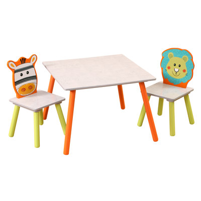  Kids Lion and Zebra Table and 2 Chairs Set