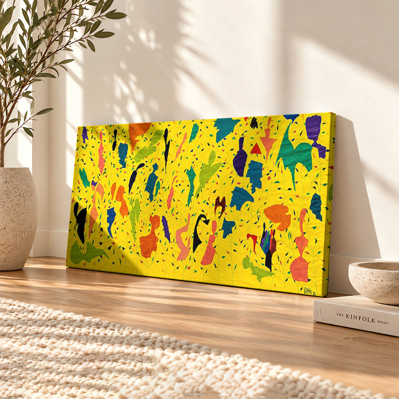 «Yellow Garden», art mural sur toile, H 10 po x l 20 po, Toile tendue avec châssis