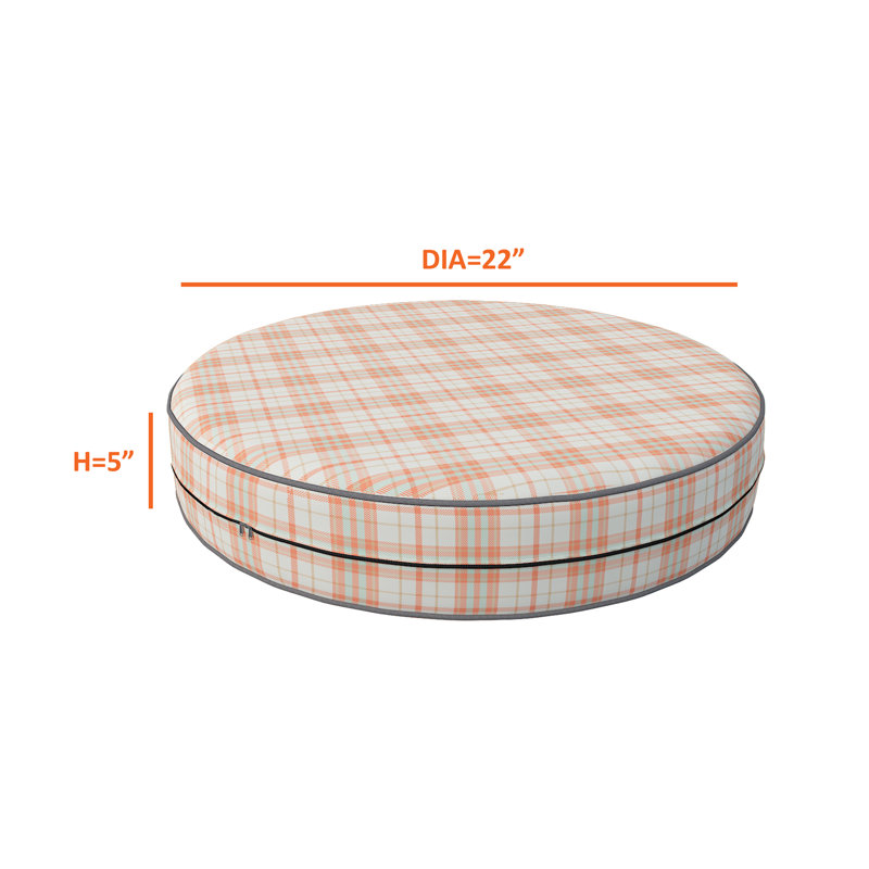 Decorative Indoor Outdoor Waterproof Round Cushion Cover, Patio UV Resistant Seat Cushion Cover, 12.7cm H x 55.9cm W