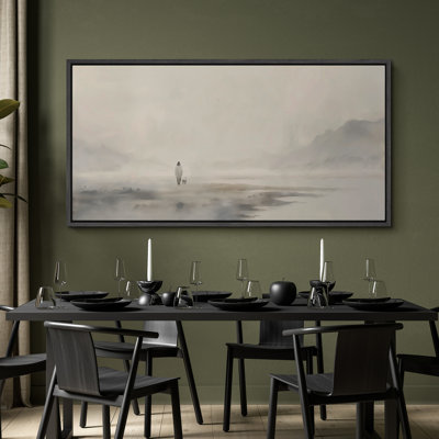 Jesus Christ And The Lost Lamb, Greenish Grey Artwork - Oversized Framed Wall Decorations Canvas Print
