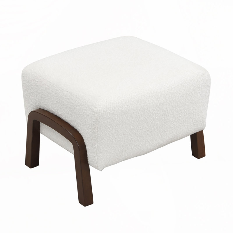 Repose-pieds rembourré Boucle, pieds en bois
