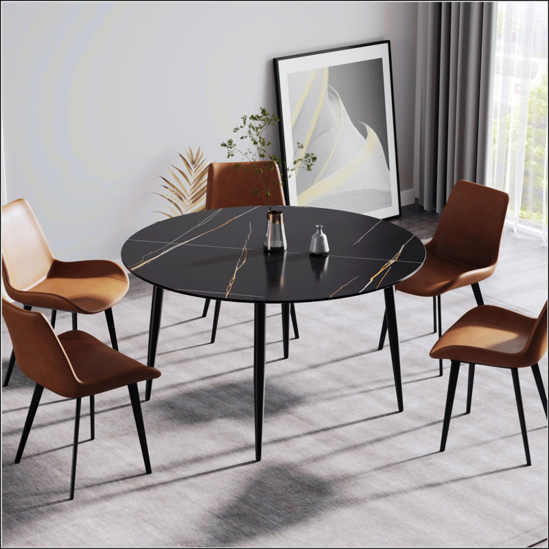 Table de salle à manger Modern, H 29,53 po x L 53,15 po x l 53,15 po, Noir
