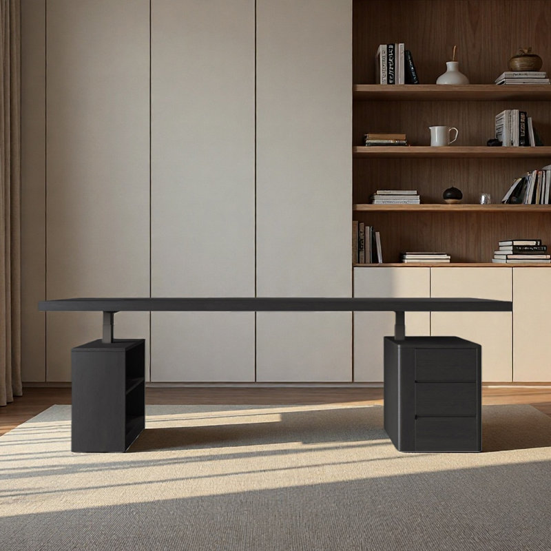 Bureau d'ordinateur Arencibia, Noir, H 52,76 po x l 86,61 po x P 33,46 po
