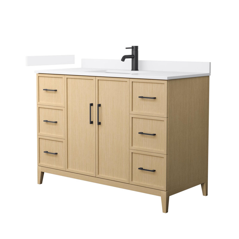 Elan 48'' W Vanity, Tan, Matte Black, White Cultured Marble