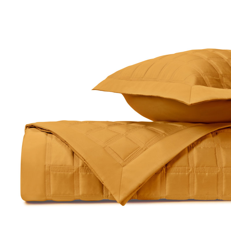 Athens 100% Cotton Sateen Coverlet, King Coverlet, Marigold