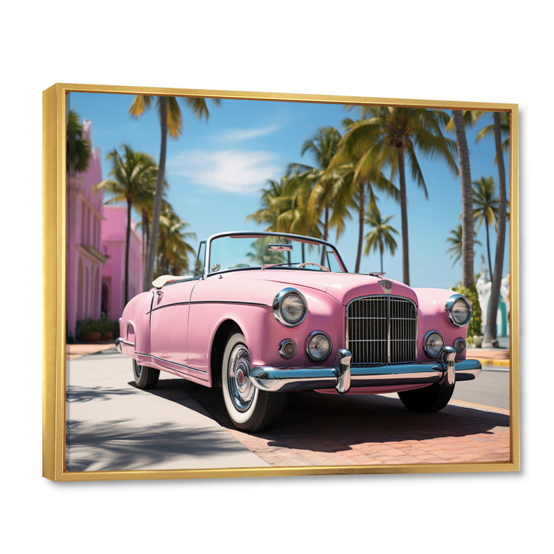 Miami Miami Bentley I, reproduction d'art sur toile, Cadre flottant doré, H 12 po x l 20 po x P 1 po