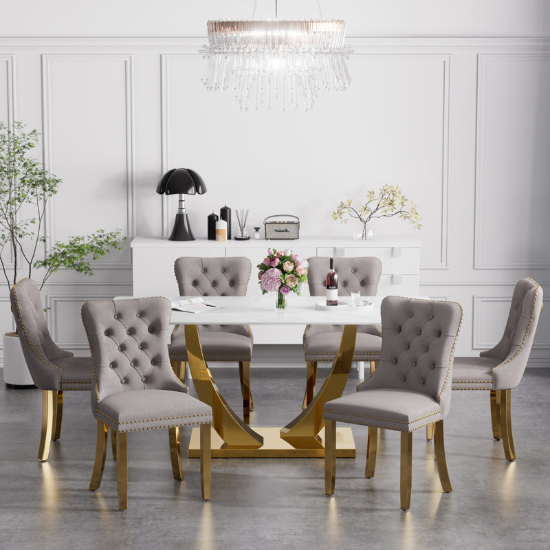Horten Rectangular 35.4'' W Dining Set, 5, Gray