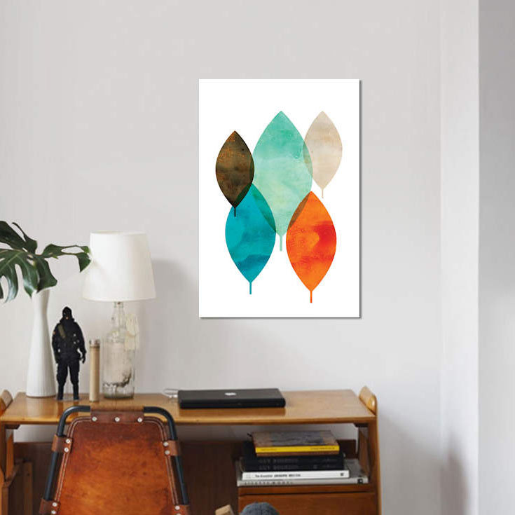 « mod leaves i », impression sur toile, H 18 po x l 12 po x P 1,5 po, Pas de tapis, Toile tendue