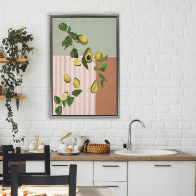 Midcentury Avocado & Lemons Floating Frame, design by Dani Heyward