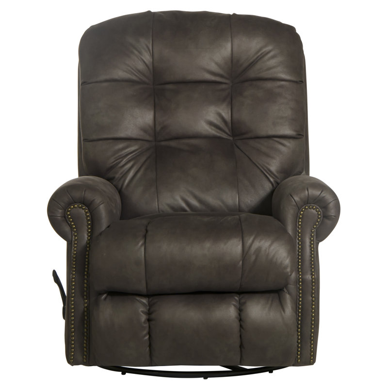 Jasyiah Upholstered Swivel Glider Recliner, Gray 100% Polyester