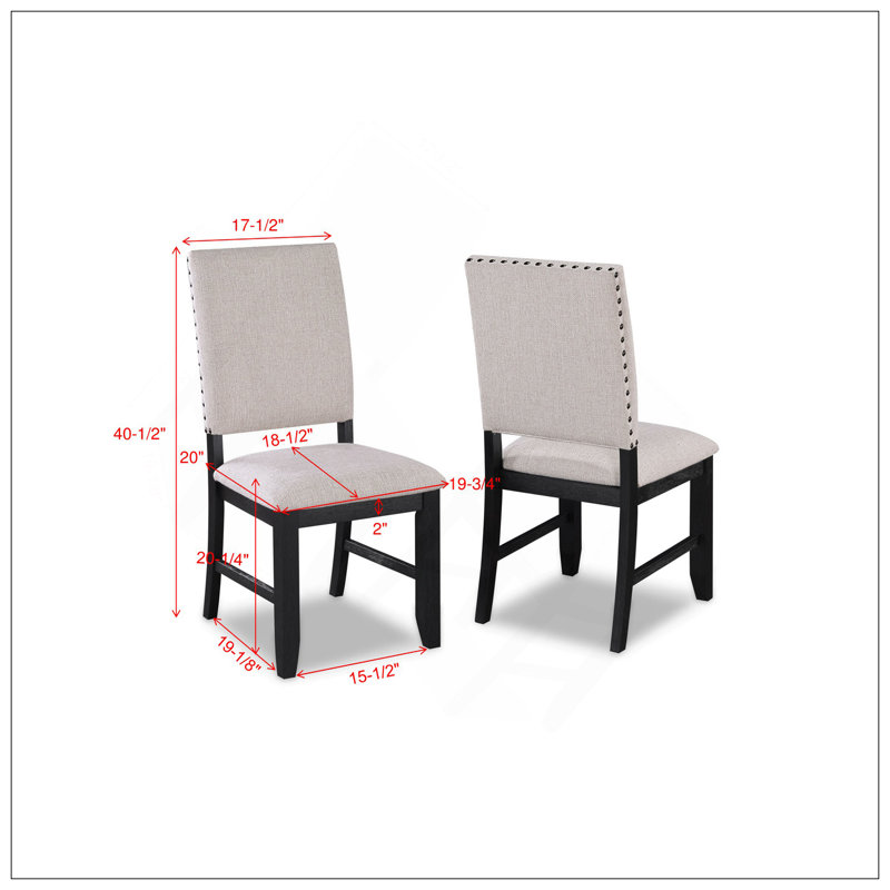 Chaises de salle à manger à finition cloutée 2 pièces Transition
