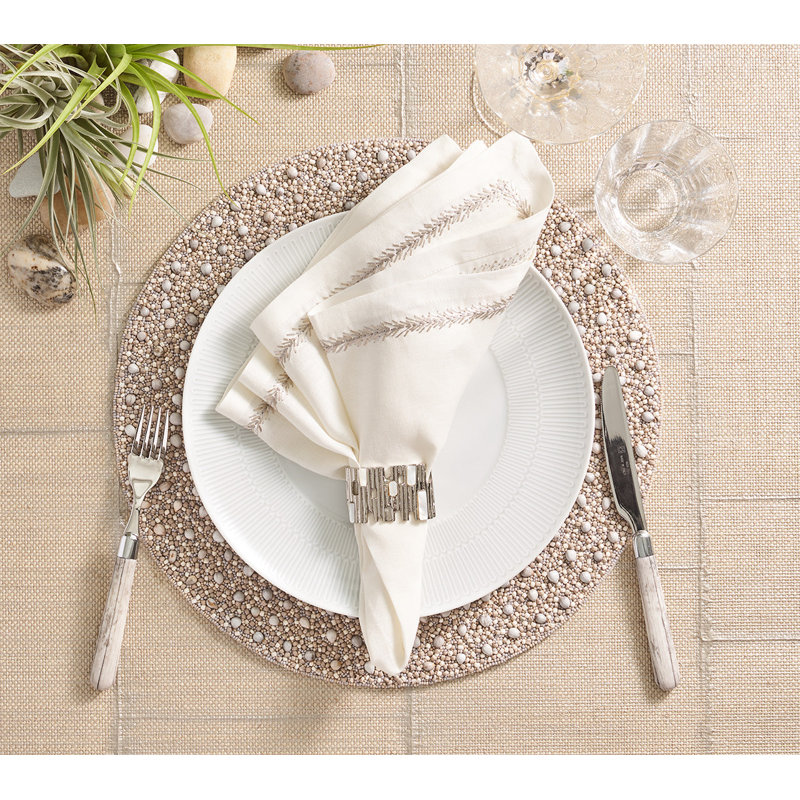 Jardin Napkin, White/Silver