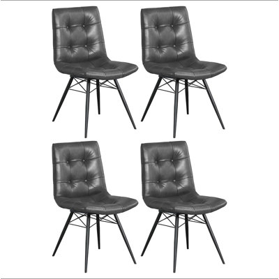 Charcoal and Gunmetal Tufted Back Dining Chairs (Set of 4)