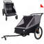 Remorque et poussette 2 en 1 pour enfants pour 1 à 2 enfants, fonction de jogging, rangement compact pliable avec attache de vélo universelle, harnais à 5 points et sacs de rangement, gris