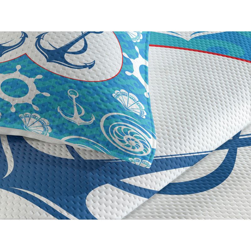 Coastal Polyester Coverlet, King Bedspread + 2 Shams