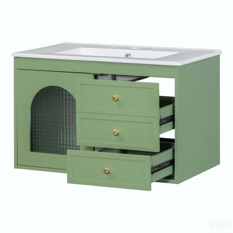 Necko 30'' Single Bathroom Vanity with Ceramic Top