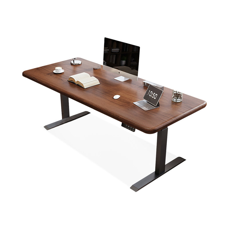 Nut-Brown Rectangular Hight adjustable Solid Wood desk, 51.18" H x 70.87" W x 31.5" D
