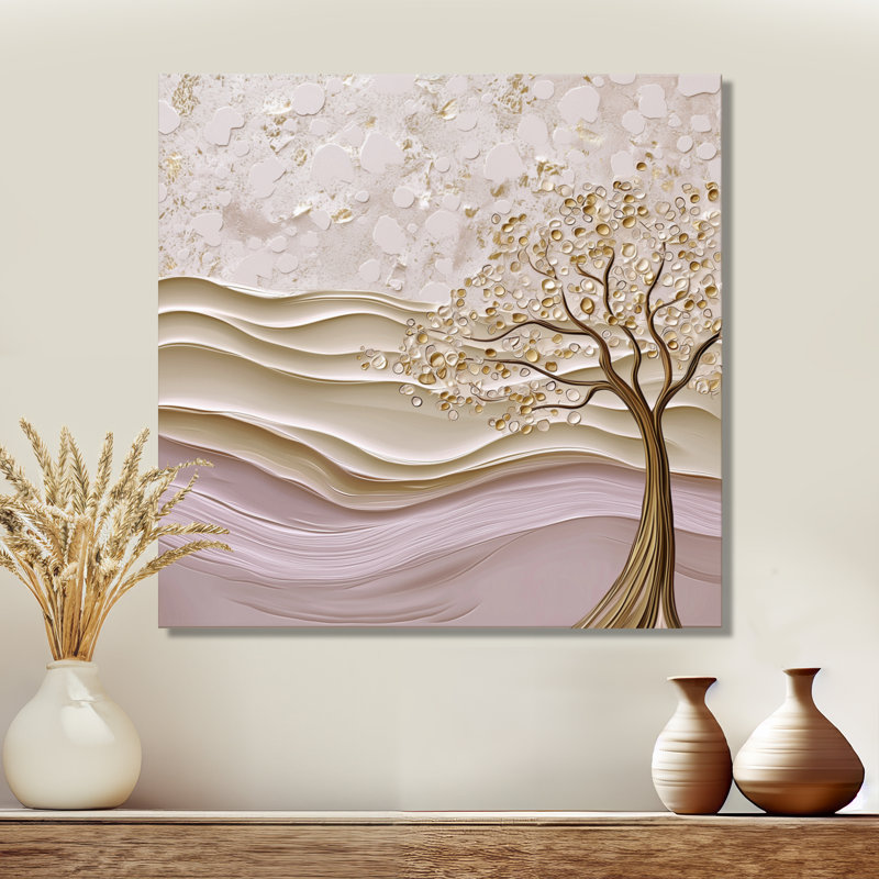 Lavande Bloom, arbre d'acacia Horizon II - paysages, impression sur métal, H 16 po x l 16 po x P 0,84 po