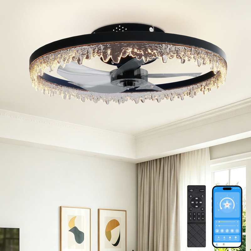 20" Black Ceiling Fan with Dimmable LED Light, 20" Black Ceiling Fan with Dimmable LED Light