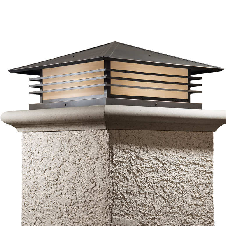 Abston Pier Mount Light, 8" H x 18" W x 18" D, Honey, Textured Black