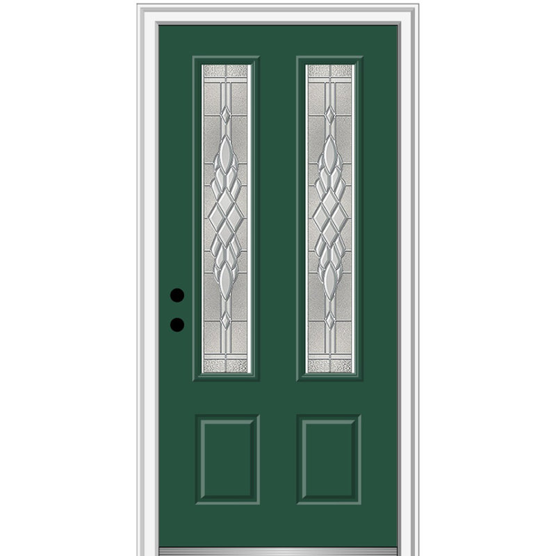 Porte d'entrée pré-montée en fibre de verre 2 ou 3 panneaux Grace Grace, Vert forêt, Ouverture vers la gauche