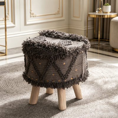 Rectangle Upholstered Wool Ottoman