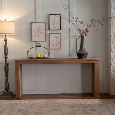 Console Table With Solid Wood For Living Room, Long Sofa Table Behind Couch, Retro Narrow Entryway Table For Hallway Foyer