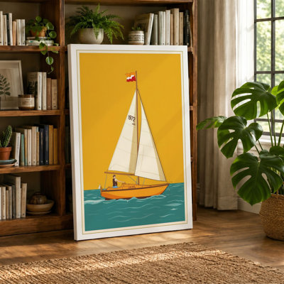 Sailboat at Golden Hour Vintage - Wrapped Canvas