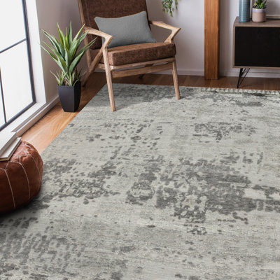 WINSTON Abstract Design Hand-Knotted Sand Area Rug, 8' X 10'