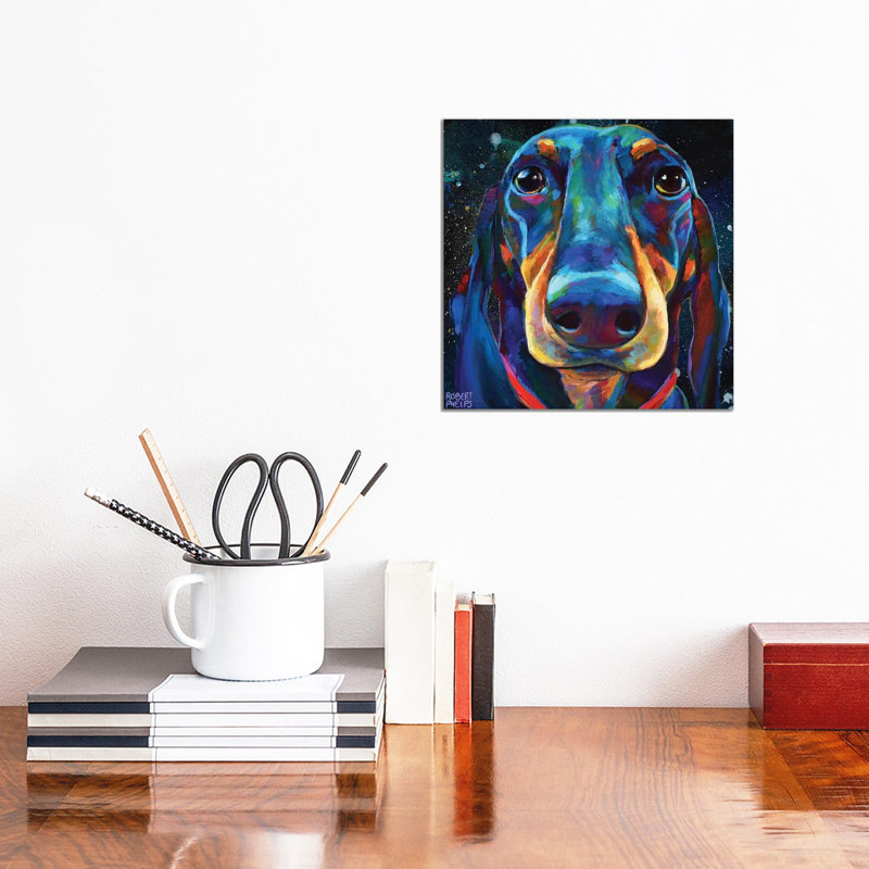 Dachshund In Space by Robert Phelps - Gallery-Wrapped Canvas Giclée on Canvas, Wrapped Canvas, 30.48 cm H x 30.48 cm W
