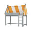 Lit mezzanine gris avec auvent, guirlandes de lumières à DEL et tablette de rangement