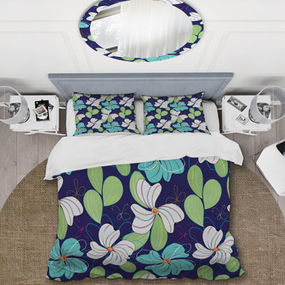 Ensemble de housse de couette Green and Blue Flower - Cabin & Lodge